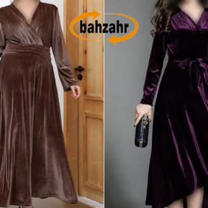 بخمل کوریایی درجه اول به دو رنگ رنگ بنفش تیره و قهوه ای