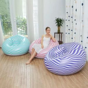 Portable Foldable Luxury Sofa Pouf / Striped Swing Chair